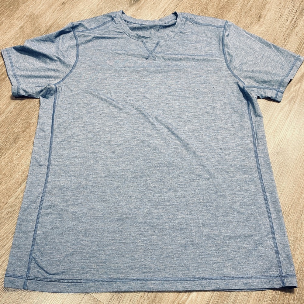 Lululemon Mens Heathered Blue Short Sleeve Athletic Training Tee Shirt